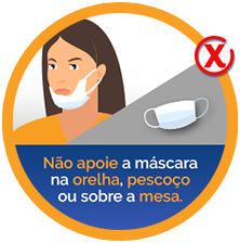 Não apoie a máscara na orelha, pescoço ou sobre a mesa.