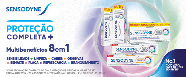 banner com embalagens das pastas de dente Sensodyne da Haleon-Blog Assaí Atacadista