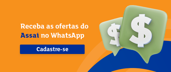 banner com ícones vetoriais verdes com o simbolo de cifrão falando sobre as ofertas do Assaí Atacadista no WhatsApp - páscoa em família