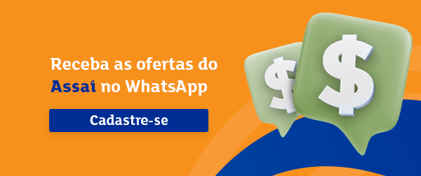 banner com ícones vetoriais verdes com o símbolo de cifrão falando sobre as ofertas do Assaí Atacadista no WhatsApp - sobremesas low carb