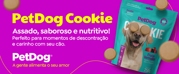 banner Qualipet com fundo roxo embalagem do PetDog Cookie com texto - Assaí Atacadista - pet shop