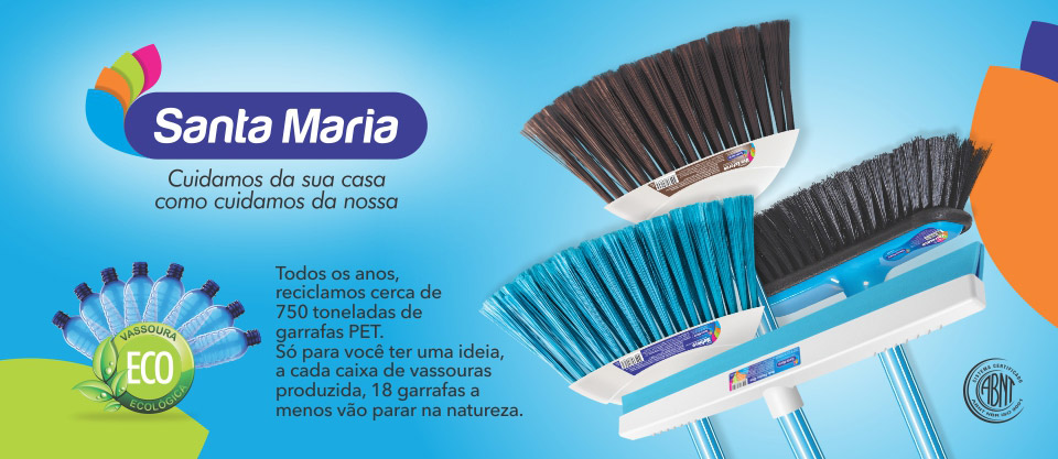 Capa com fundo azul e produtos da Santa Maria com texto - Fornecedores do Assaí Atacadista