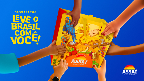 nova sacola do Assaí Atacadista representando o centro oeste do Brasil-sacolas do Assaí