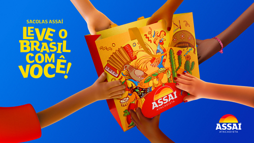 nova sacola do Assaí Atacadista representando o nordeste do Brasil-sacolas do Assaí