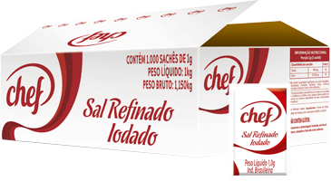 Sachê de Sal Refinado Iodado Chef - 1g
