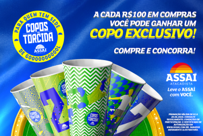 banner da promoção Copos da Torcida-Assaí Atacadista