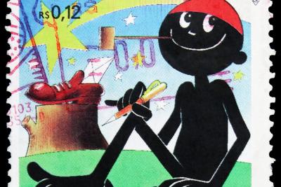 saci perere em um selo desenhado pelo artista Ziraldo - todos os direitos reservados ao artista - dia do saci - Assaí Atacadista