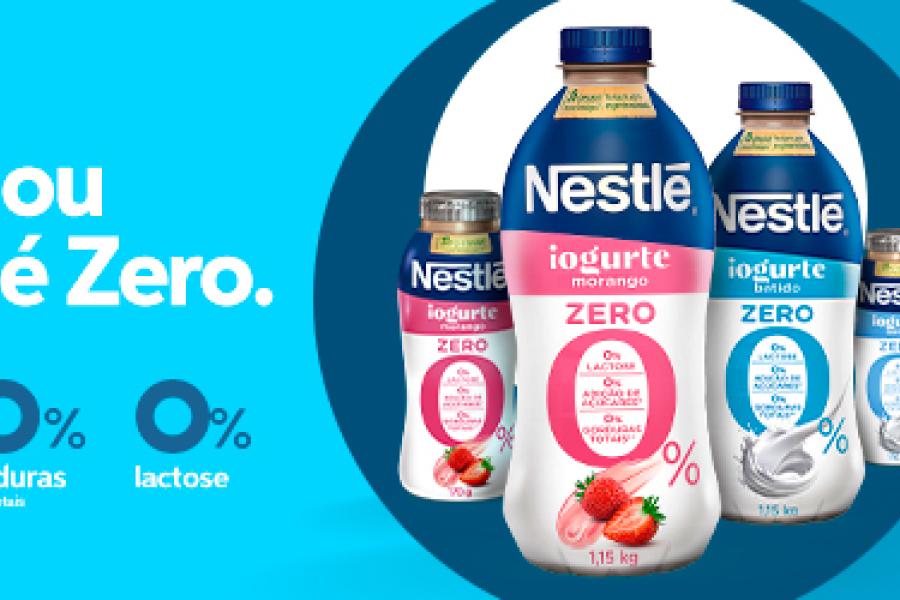 banner Nestlé com embalagens do iogurte zero Lactalis-Nestlé Zero-Assaí Atacadista (1)