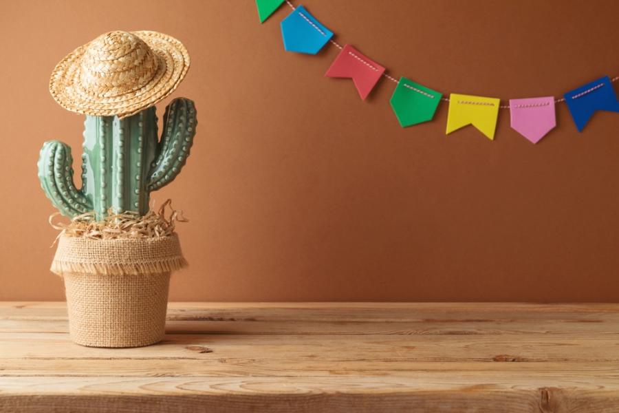 cacto com chapéu de palha - artesanato junino - Assaí Atacadista