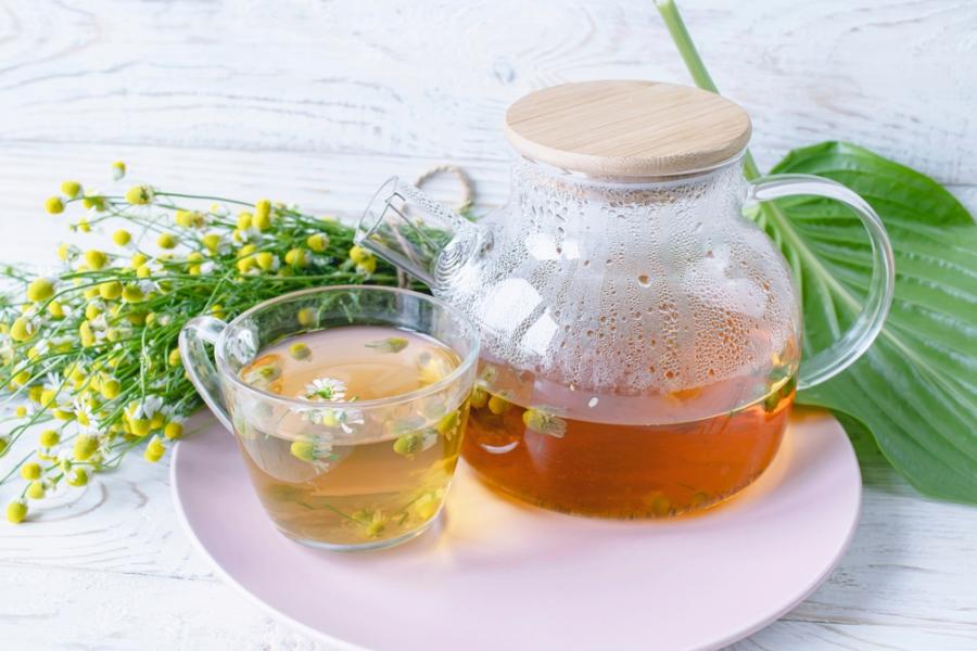 xícara e bule transparente com chá e folhas - Assaí Atacadista - receitas de chás