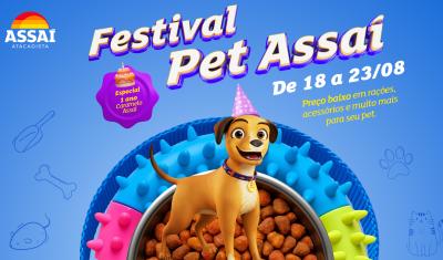 banner Festival Pet - Aniversario do cachorrinho Caramelo - Assaí Atacadista