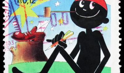 saci perere em um selo desenhado pelo artista Ziraldo - todos os direitos reservados ao artista - dia do saci - Assaí Atacadista