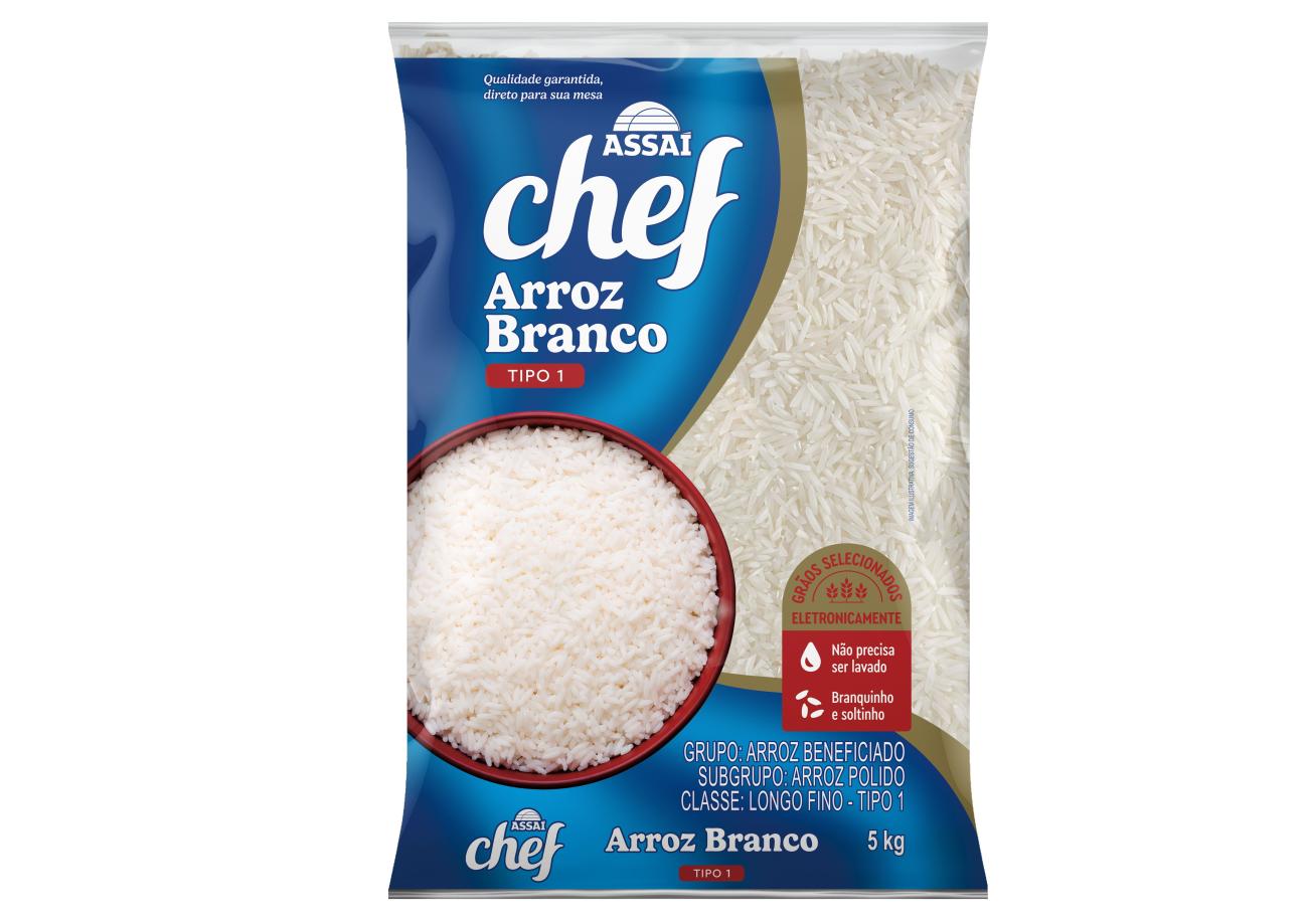 Arroz Assaí Chef, primeiro produto da linha de Marcas Próprias do Assaí – Divulgação: Assaí