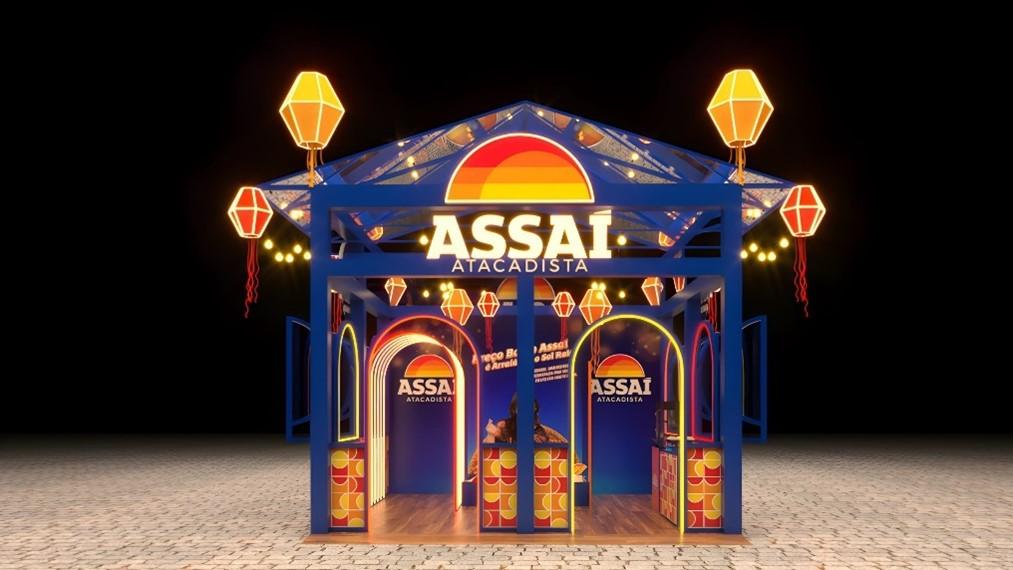 Imagem ilustrativa do projeto 3D da ativação do Assaí nos festejos juninos de Campina Grande 2025 (Foto: Divulgação Assaí)