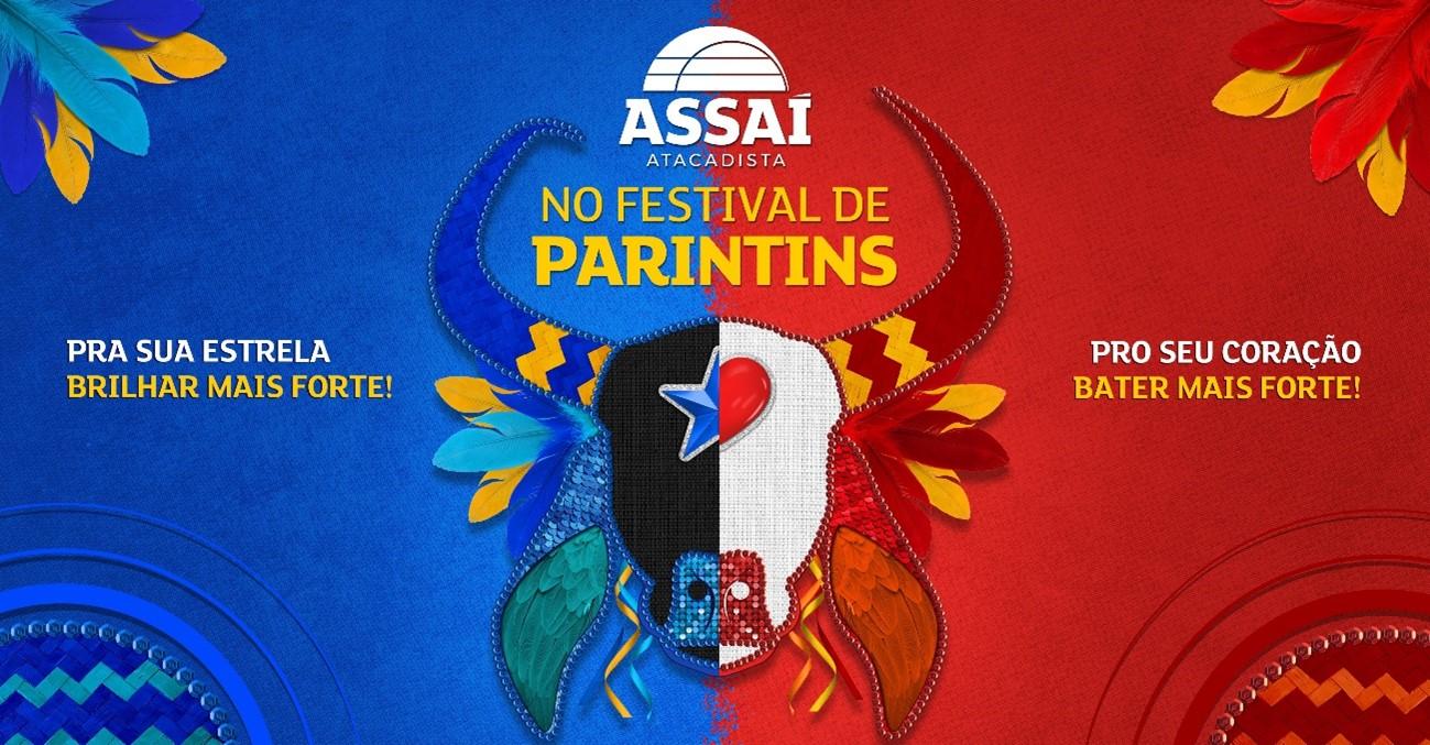 Banner oficial do patrocínio do Assaí ao Festival de Parintins (Imagem: Divulgação/Assaí Atacadista)
