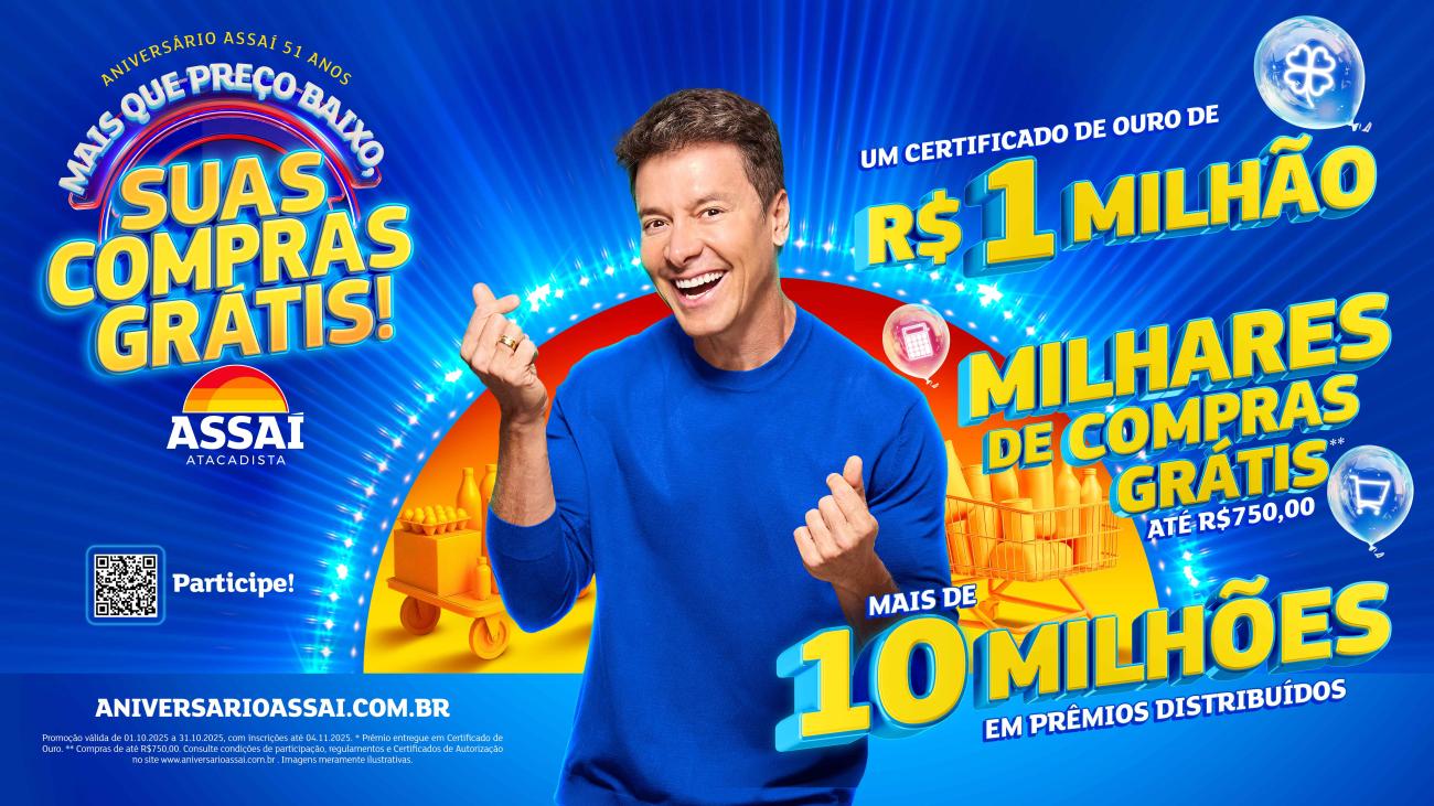 Assaí comemora 51 anos com campanha que terá ganhadores todos os dias em todas as lojas – Divulgação: Assaí Atacadista